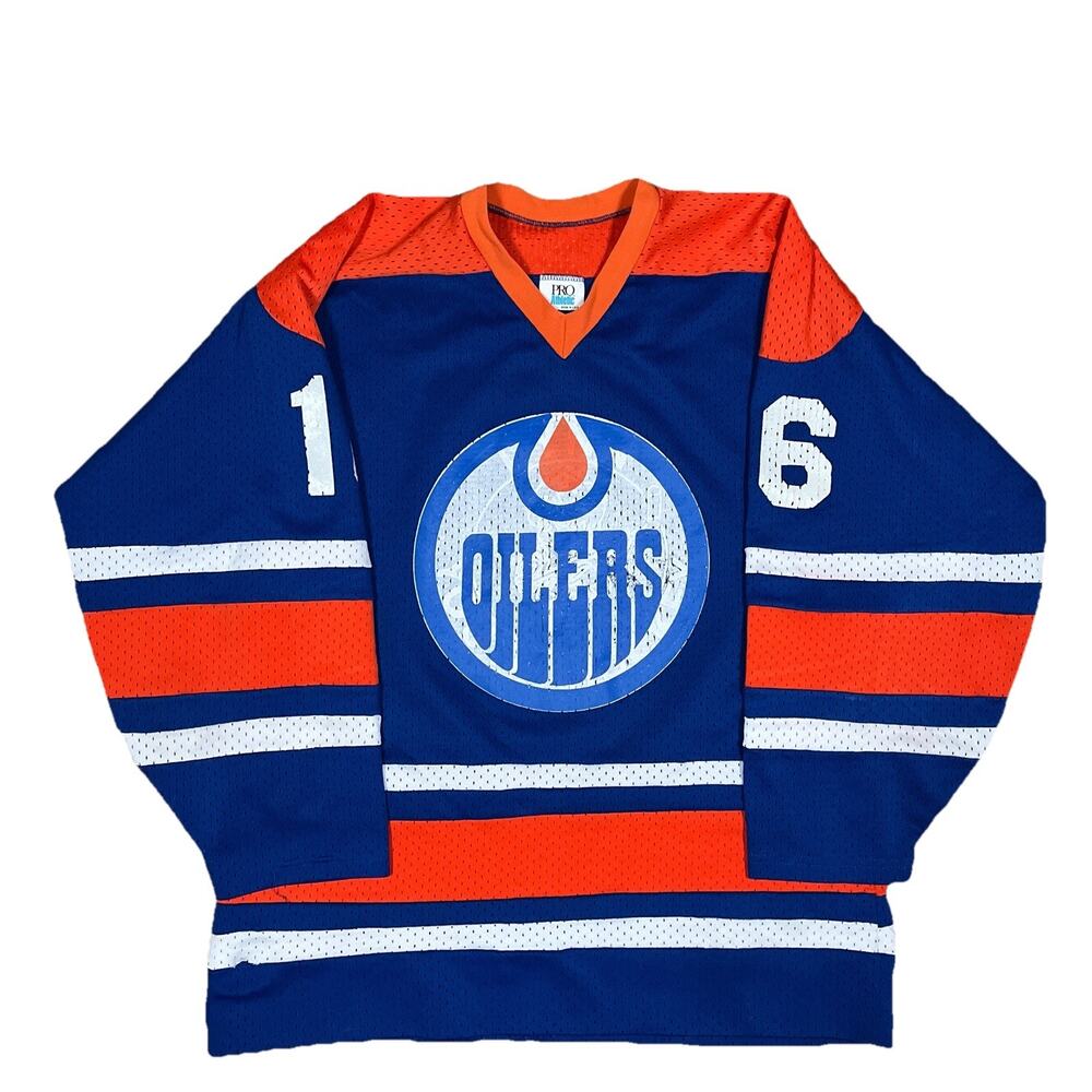 Vintage Edmonton Oilers Jersey Mens Medium 80s Pro Athletic NHL USA Made #16